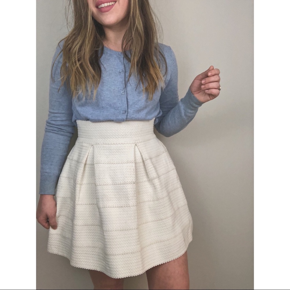 High Waisted Structured White Skirt